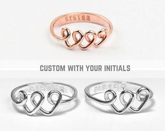 Personalized Sister Gift, Best Friend Rings, Sister Rings, Gift for Best Friend, Gifts For Sister, Sterling Silver Ring, Rose Gold Ring