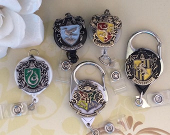 House Of Harry Potter Retractable ID Badge Reel,Ravenclaw Nurse Badge Reel,Gryffindor Carabiner Badge Reel,Lanyard, 5 Designs To Choose From
