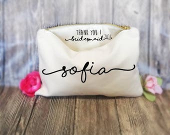 Thank you for being my Bridesmaid, Bridesmaid Gift, NATURAL COTTON Makeup Bags, Thank you Bridesmaid, Secret messag, Wedding thank you gift