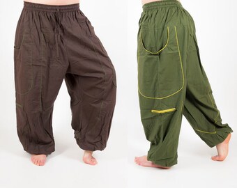 Harem Pants, Unisex yoga trousers, baggy mens dance pants, festival clothing, aladdin pants, ali baba pants, big pockets, indian style MC1