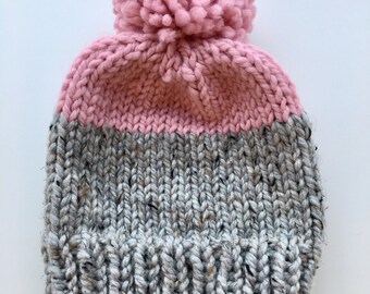 Chunky Knit Pom Pom Hat // THE DIXIE // Choose Your Color!