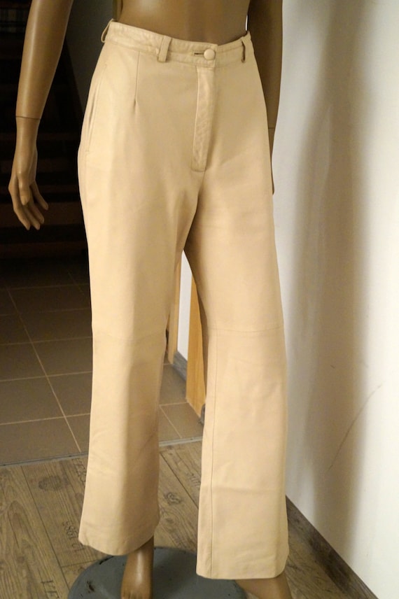 Vintage leather pants Super soft cream 100 Leather pants