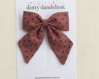 Polka Dot Hair Bow | Rust Hair Bows, Brown Hair Bow, Girls Hair Bow, Girls Hair Clip, Brown Hair Bows, Polka Dot Hair Clip
