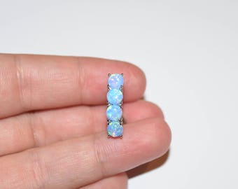 Blue Opal Vertical Drop Top Down Opal Set 316L Surgical Steel Navel Ring, piercings, body jewelry, belly button rings, opal, synthetic opal