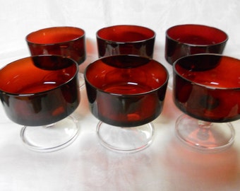Luminarc? Ruby red and clear sherbets - set of 6