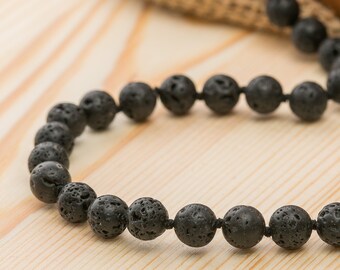 Essential Oil Diffuser Necklace Essential Stone Necklace Lava Necklace Black Necklace Mens Necklace Mens Bead Necklace Aromatherapy necklace