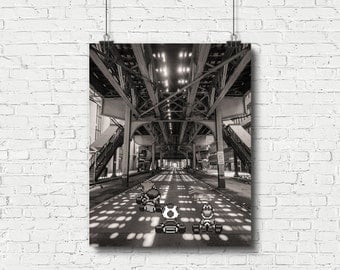 Poster Print, Mario Kart, Super Mario Bros, Nintendo, Chicago Photography, Black and White Photography, Video Games - Chicago Mario Kart