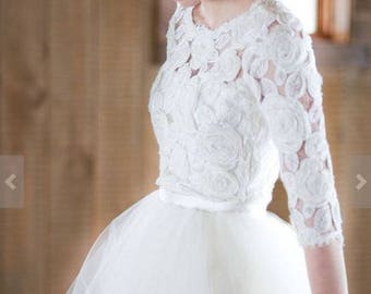 Wedding dress, wedding gown, Bridal wedding dress, lace, separate boho wedding, tulle skirt, lace top bride, bridesmaid dress