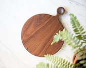 Large Round Wood Walnut Cutting Board with Handle, Round Cutting Board, Round Serving Board, Wood Serving Board - FREE CARE KIT