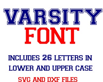 Varsity font school outline letters SVG DXF instant download design for cricut or silhouette