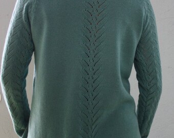 Teal Cashmere sweater, women lace long sleeve top, lace knit sweater, asymmetrical top, asymmetrical sweater, trendy clothing