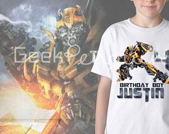 Bumble Bee Transformers Personalized Birthday Party T Shirt Tee Boys Girls