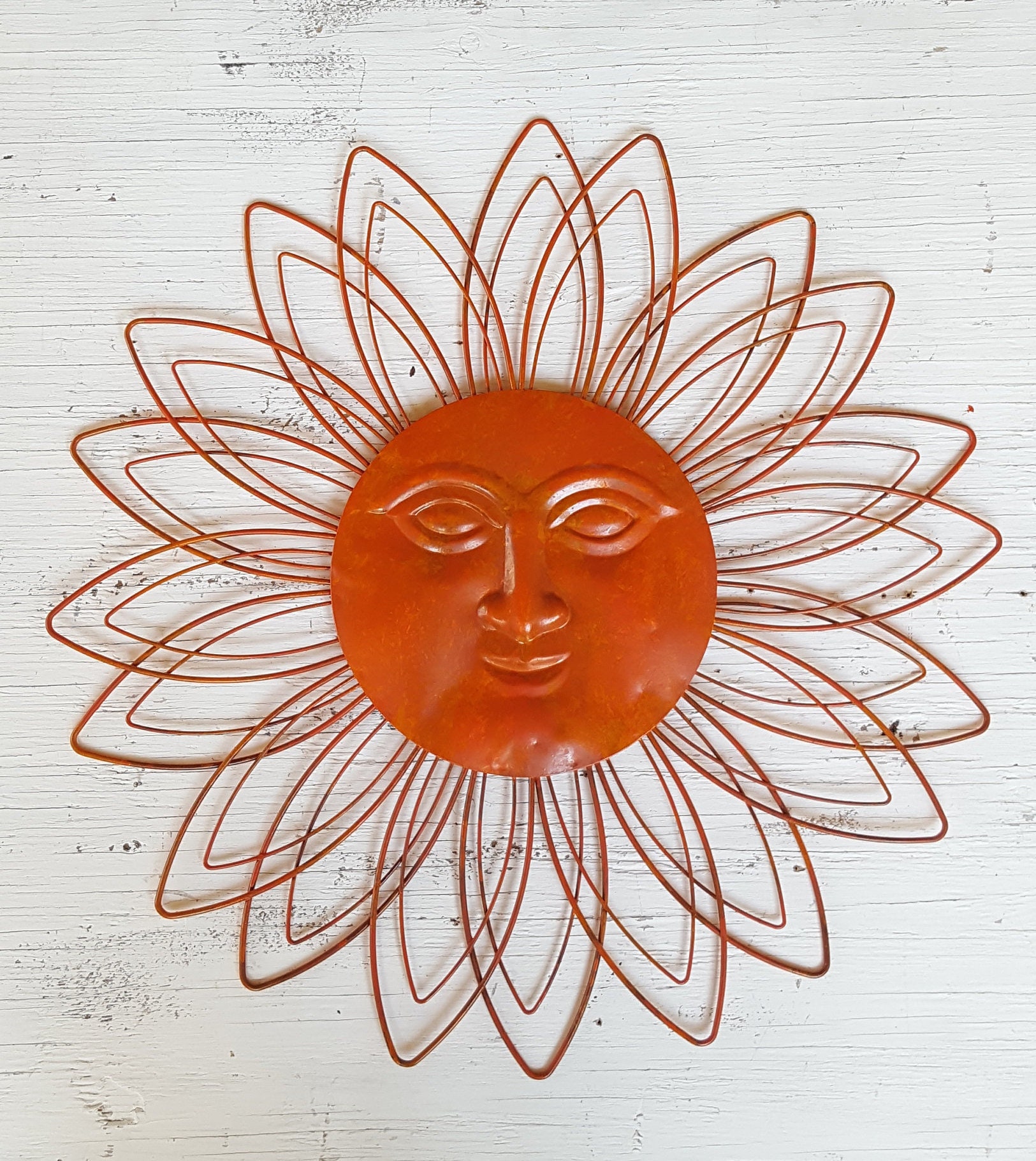 Large Metal Sun Wall Art / Garden Decor/ Metal Sun Face Decor/