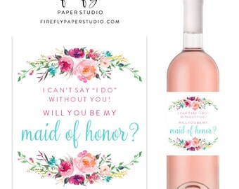 Will You Be My Bridesmaid Wine Label, Bridesmaid Proposal Wine Label, Bridesmaid Gift, Maid of Honor Wine Label - (FPS0021)