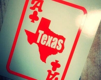 Texas Decal/ Texas Sticker/ ACE/ Ace of clubs TEXAS/ Glitter Decal/ Glitter Monograms/ Texas YETI Decal/Teas holdom /