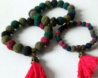 Lava beaded bracelets Copper Buddha head for mother father and two childs colorful lava beads you can choose the 4 bracelets in size
