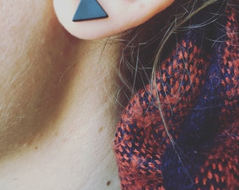 Black studs, triangle studs, triangular studs, punk studs, goth studs, minimal studs, black and minimal, punk style, goth style