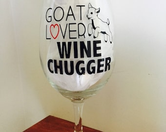 Goat Lovers Wine Chuggers - Farm animal Rescue Wine Glass - Goat Wine Glass - Farm Sanctuary - Coworker, Farmer, Friend, Birthday, Goats