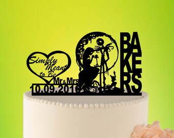 Wedding Cake Topper - jack and sally cake topper - jack sally wedding - wedding decor jack and sally - Wedding Topper jack sally L2-02-002