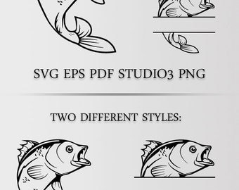 Fishing SVG , Bass SVG cutting file for silhouette, svg file for cricut, pdf, vinyl design, fish clipart cutting template, fisherman gear