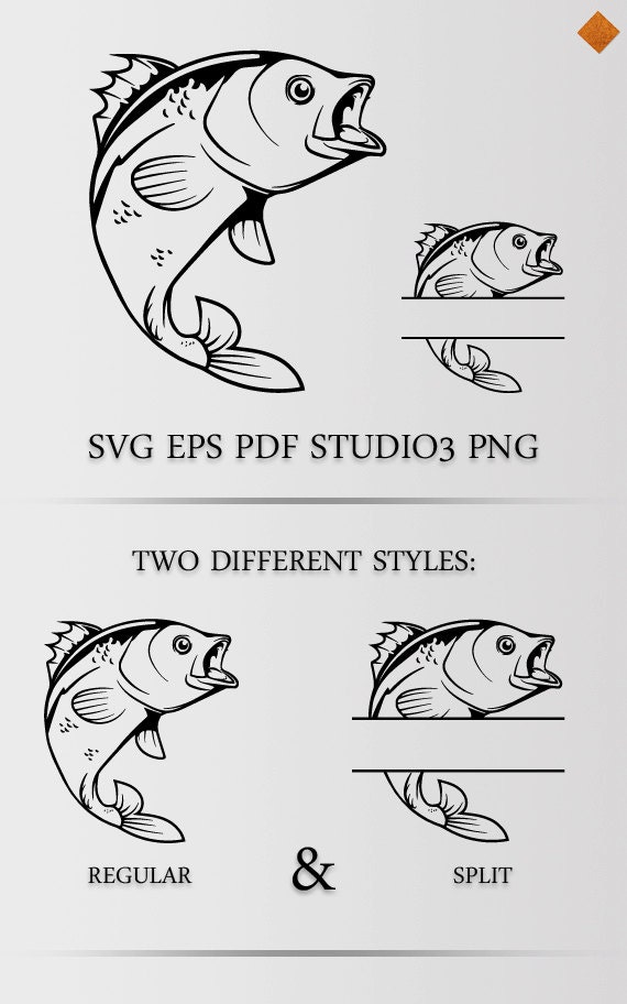 Download Fishing SVG , Bass SVG cutting file for silhouette, svg file for cricut, pdf, vinyl design, fish ...