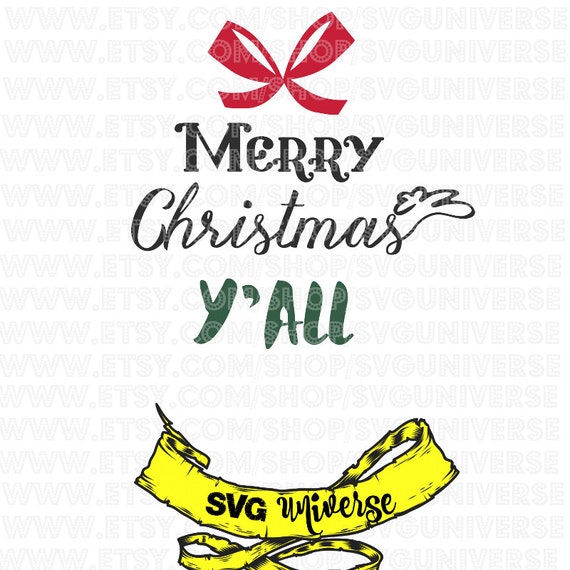 Merry Christmas Y'all SVG Cut files Dxf Eps SVG