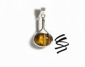 Tiger's Eye Pendant Silver Tigers Eye Stone Jewelry Sterling Silver Pendant Natural Healing Stone Tiger's Eye Necklace Silver Jewelry Gift