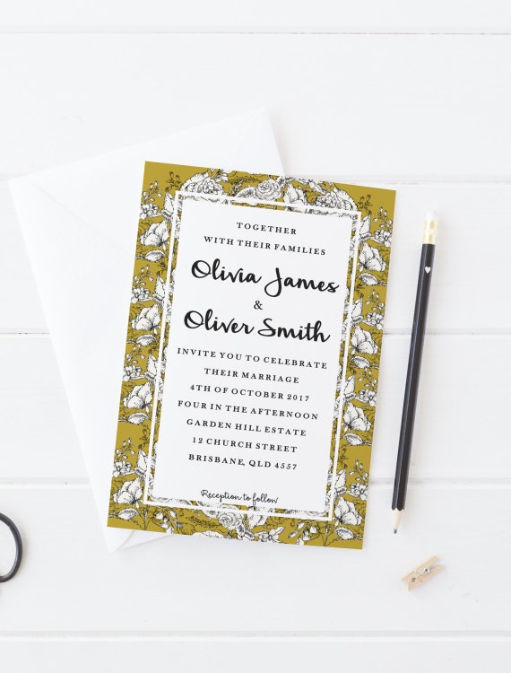 Printed wedding invitation customisable Matte or Glossy