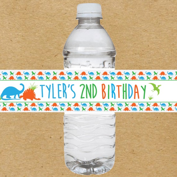 dinosaur birthday water bottle labels dino water bottle