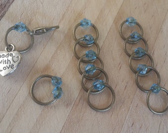 Stitch Marker Set Bronze/Aqua Blue