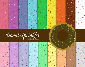 Donut Sprinkles, Digital papers + 1 clipart donut