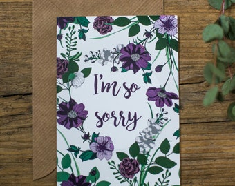 Botanical Floral I'm so sorry Sympathy Greetings Card