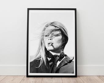 Brigitte Bardot Print - Brigitte with Cigerette, Digital Print, Actress Print, Famous Poster, Movie Poster, Fashion Wall Art, 60' Print