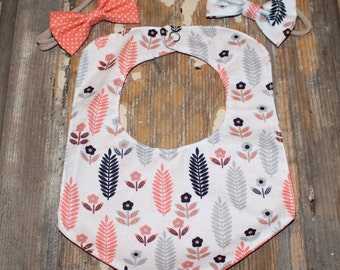 Reversible baby bib / matching bib set