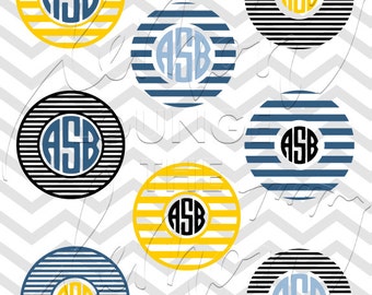 Monogram svg, 8 Circle monogram svg, stripes svg, circle striped monogram svg, monogram cut file, digital cutting file, commercial use OK,