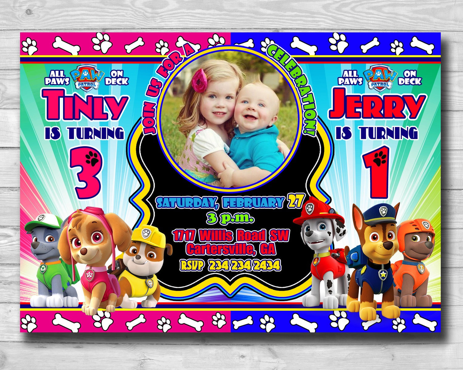 Paw Patrol Invitation-Paw Patrol Birthday Party-Paw Patrol