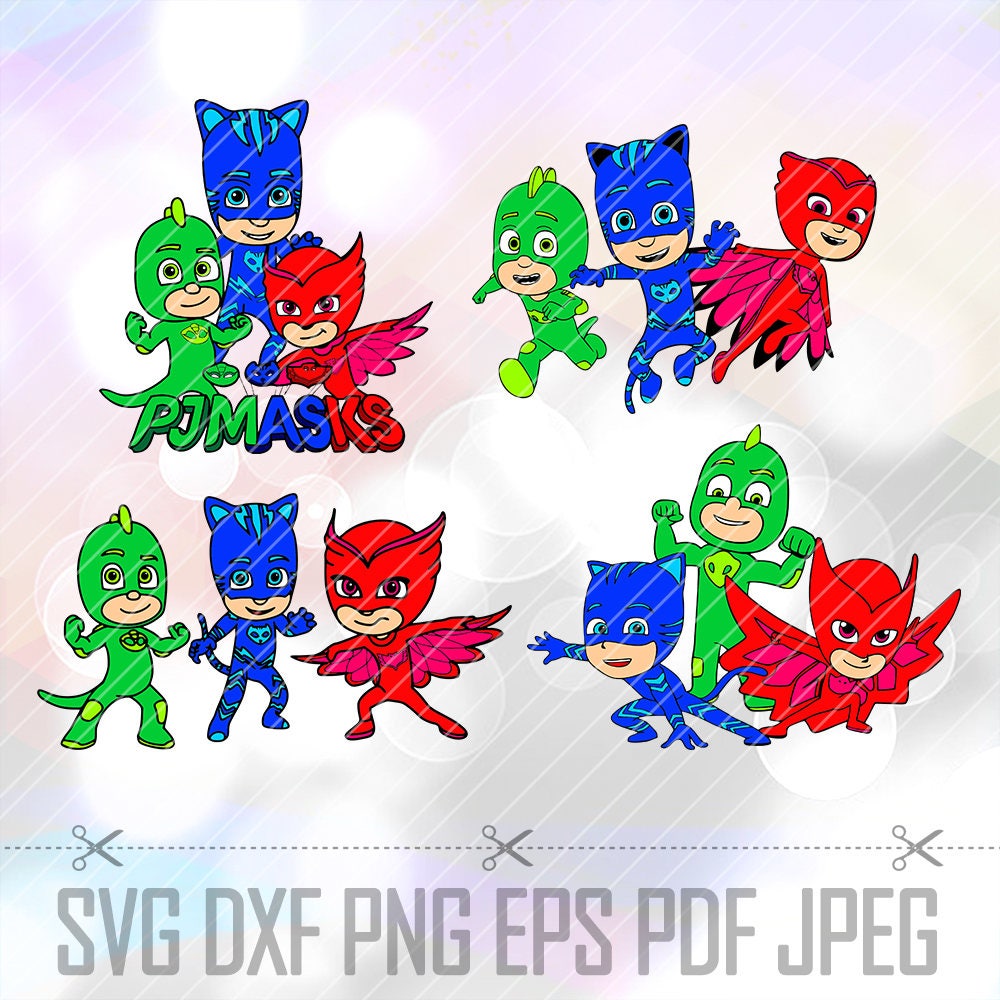 Download PJ Masks Catboy Owlette Gekko SVG DXF Eps Layered Cut Files