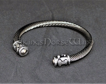 Viking Bracelet Mjolnir Bracelet, Viking Torque Bracelet, Ragnar Bracelet Thor's Hammer Torc Bracelet, Viking Jewelry, Asatru, Norse