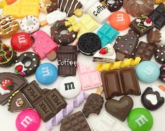 Chocolate Cabochon Mix (10 pcs / 30 pcs by Random) Kawaii Fake Food Resin Polymer Clay Cabochons