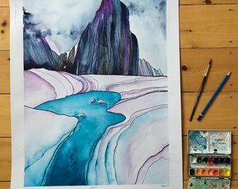 Original drawing watercolor - Alaska