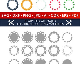 Circle Svg Circle Monogram Frames Svg Circle Frames Svg Circles Svg Cut Files Silhouette Studio Cricut Svg Dxf Jpg Png Eps Pdf Ai Cdr