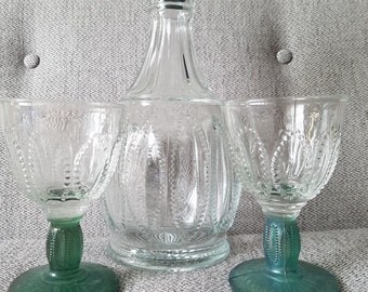 Gin/Wine Pressed Glass Decanter and Glasses
