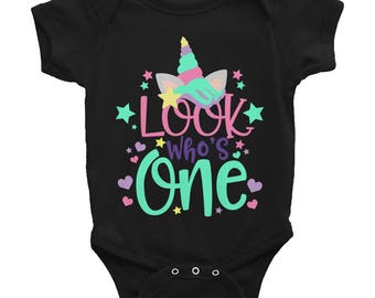First Birthday Onesie - First Birthday Shirt - 1st Birthday Shirt Onesie - Look who's One - Unicorn Shirt - Unicorn Onesie