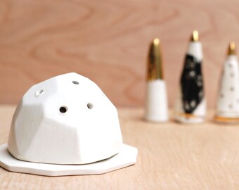 Incense Burner -Geodesic Dome = Ceramic Incense Burner-Modern Ceramics