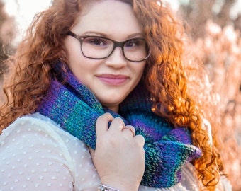 Double Knit Infinity Scarf Womens Knit Circle Scarf - Caribbean Blue Scarf Blue Cowl - Chunky Scarf Womens Accessories - READY TO SHIP