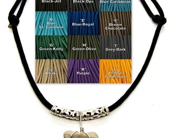 Surfer SUP Fossil Shark Tooth Necklace Adjustable Paracord Sized for Youth to Adults Choice of 12 Solid Colors 7196S