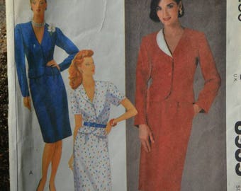 Vintage 80s Sewing Pattern McCall's 8935 Women's Suit Jacket or Top and Mid Length Skirt