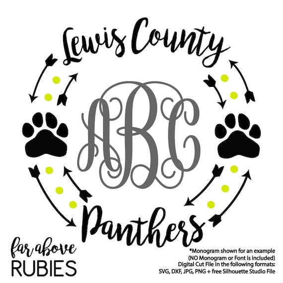 Download Lewis County Panthers Paw Print Monogram Wreath monogram NOT