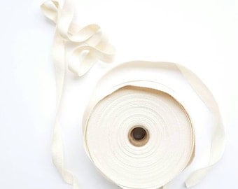 1/2" wide natural cotton ribbon - by the yard