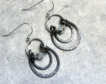 Iron Anniversary Gift, Steel Anniversary, Iron Hoop Earrings Iron Jewelry Boho Earrings Gift for Her